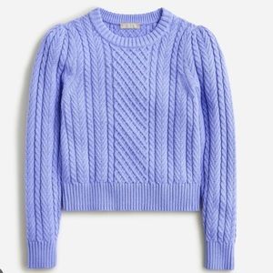 NWT JCrew Cable knit puff sleeve crewneck sweater